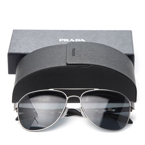 prada sunglasses spr 651|PRADA GRAY GRADIENT SILVER AVIATOR SUNGLASSES.